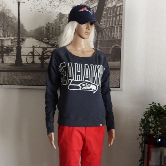 '47 FORWARD NFL Seattle Seahawks Sweater Tee TOP SP S blue - Picture 1 of 9